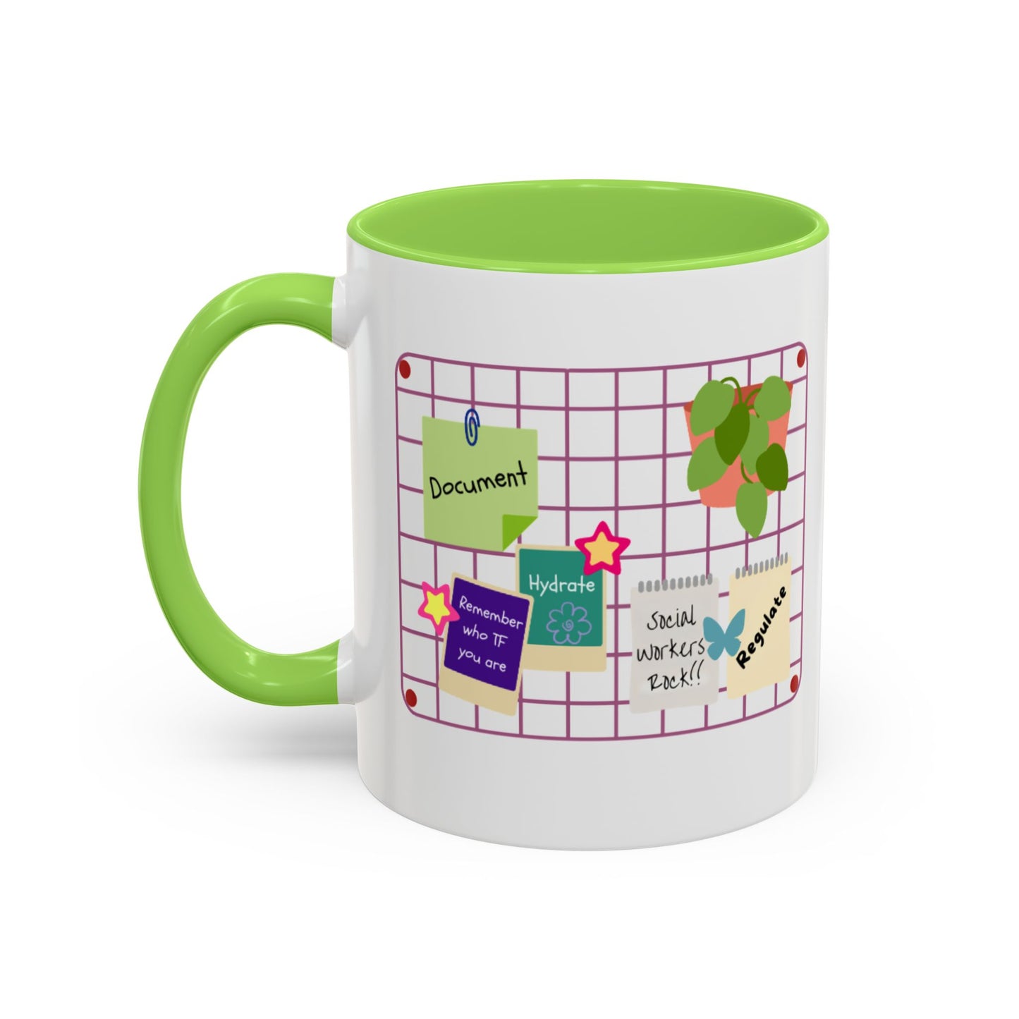 Counsel & Flow Grid-Board Comfort Mug – Therapist & Social Worker Ceramic Coffee Cup (11oz & 15oz, 8 Accent Colors)