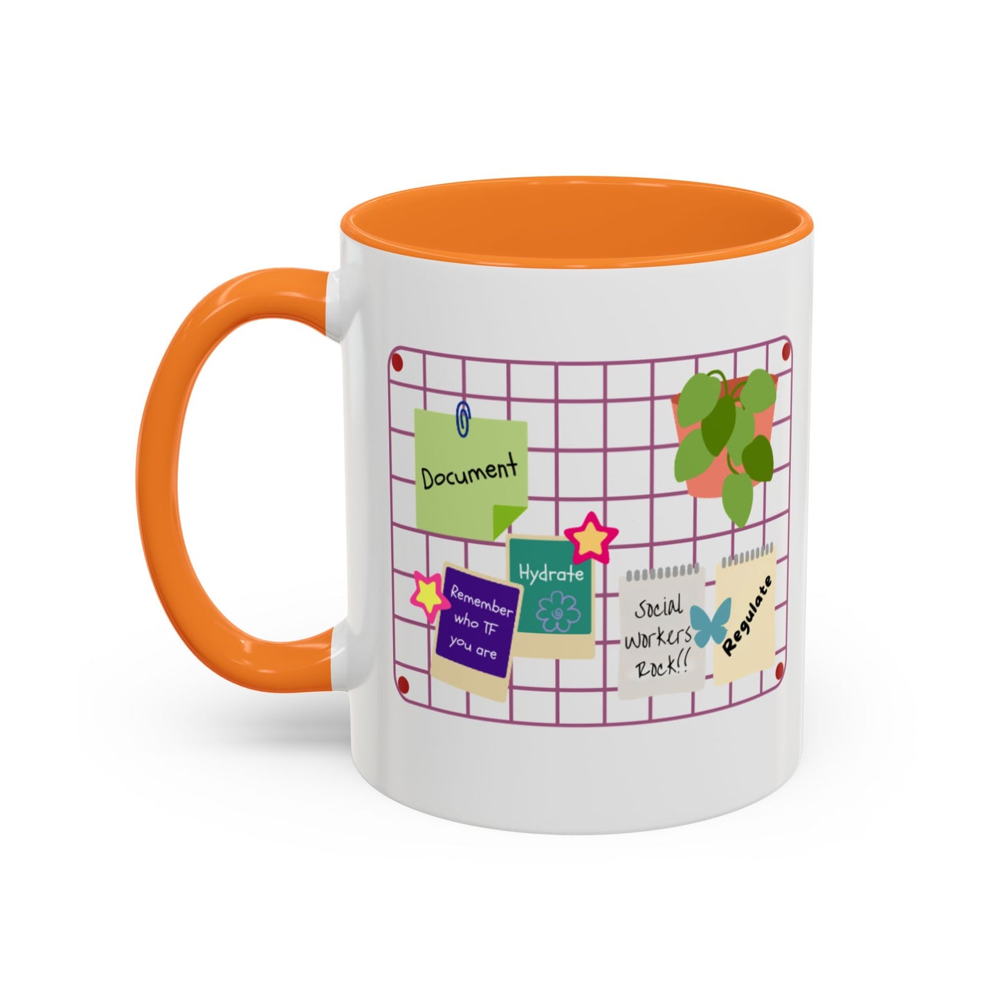 Counsel & Flow Grid-Board Comfort Mug – Therapist & Social Worker Ceramic Coffee Cup (11oz & 15oz, 8 Accent Colors)