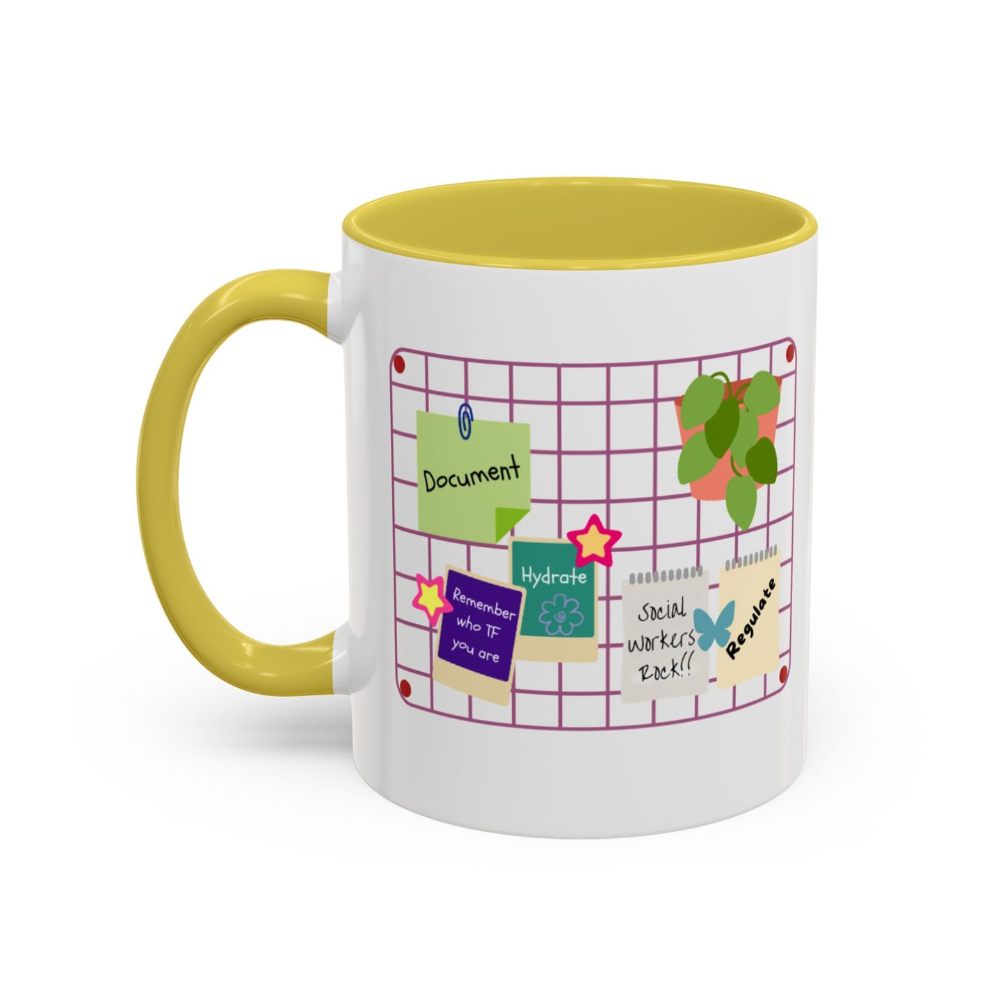 Counsel & Flow Grid-Board Comfort Mug – Therapist & Social Worker Ceramic Coffee Cup (11oz & 15oz, 8 Accent Colors)