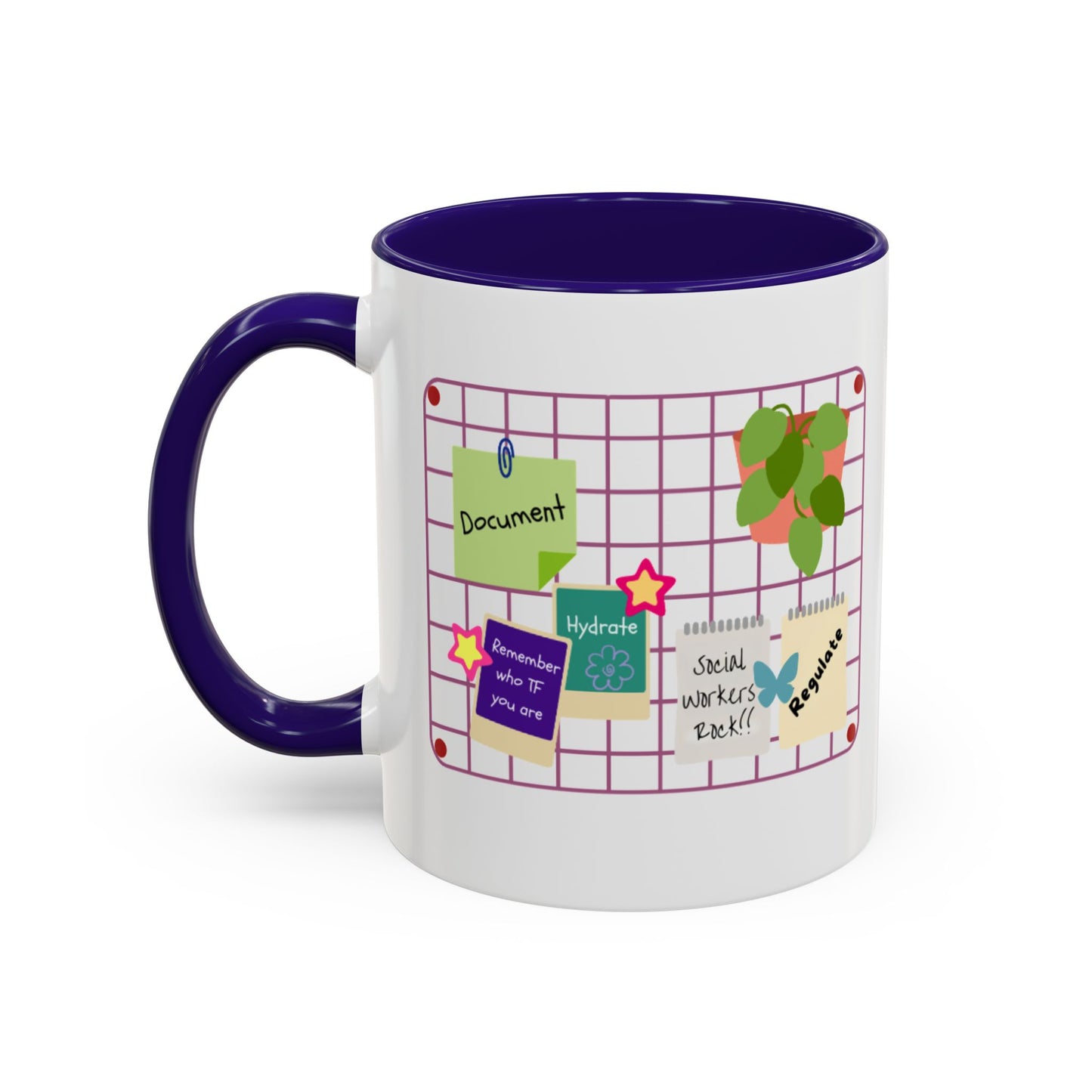 Counsel & Flow Grid-Board Comfort Mug – Therapist & Social Worker Ceramic Coffee Cup (11oz & 15oz, 8 Accent Colors)