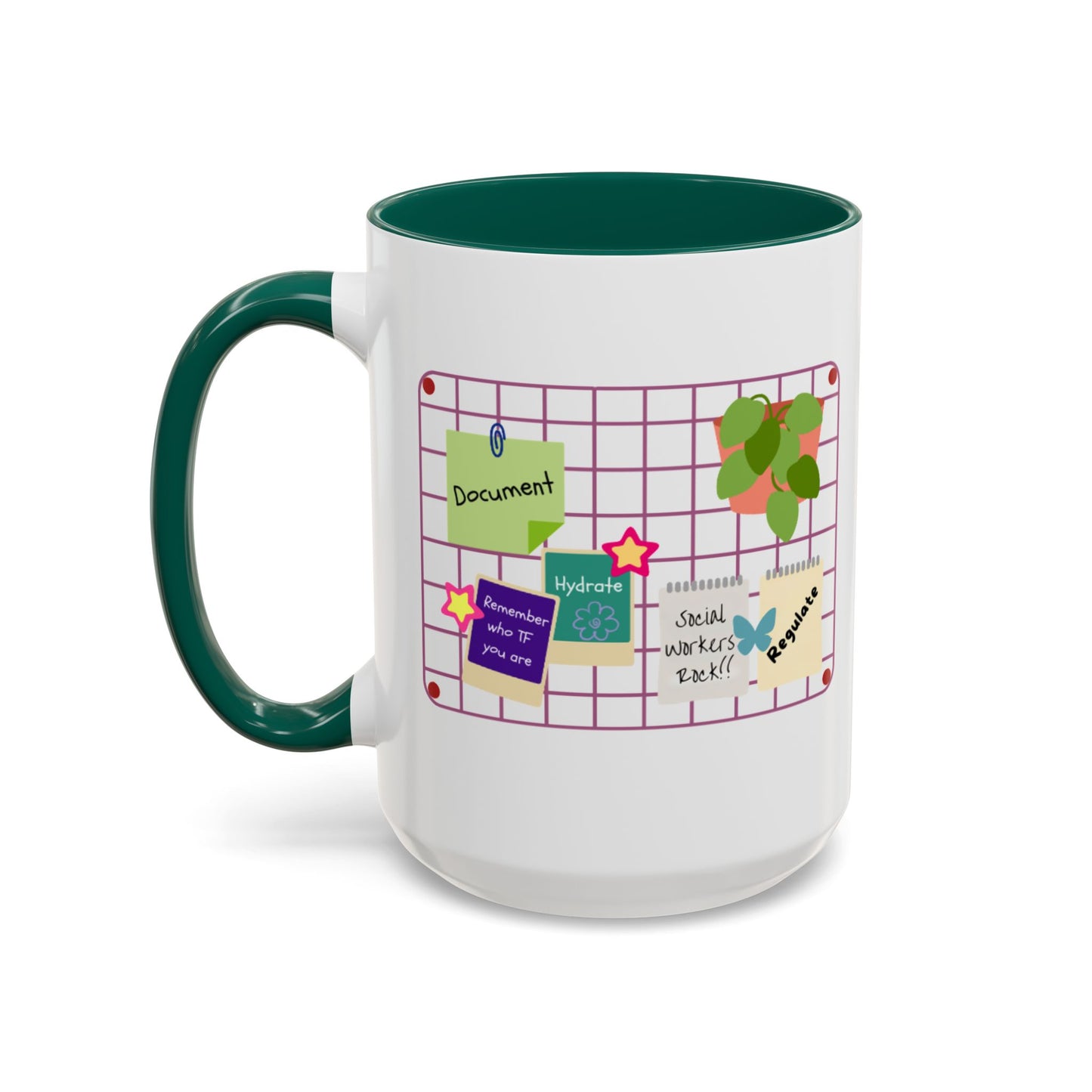 Counsel & Flow Grid-Board Comfort Mug – Therapist & Social Worker Ceramic Coffee Cup (11oz & 15oz, 8 Accent Colors)