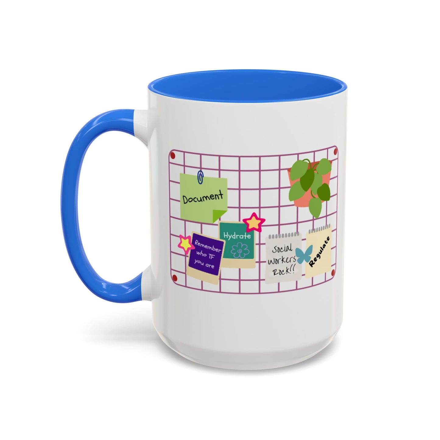 Counsel & Flow Grid-Board Comfort Mug – Therapist & Social Worker Ceramic Coffee Cup (11oz & 15oz, 8 Accent Colors)