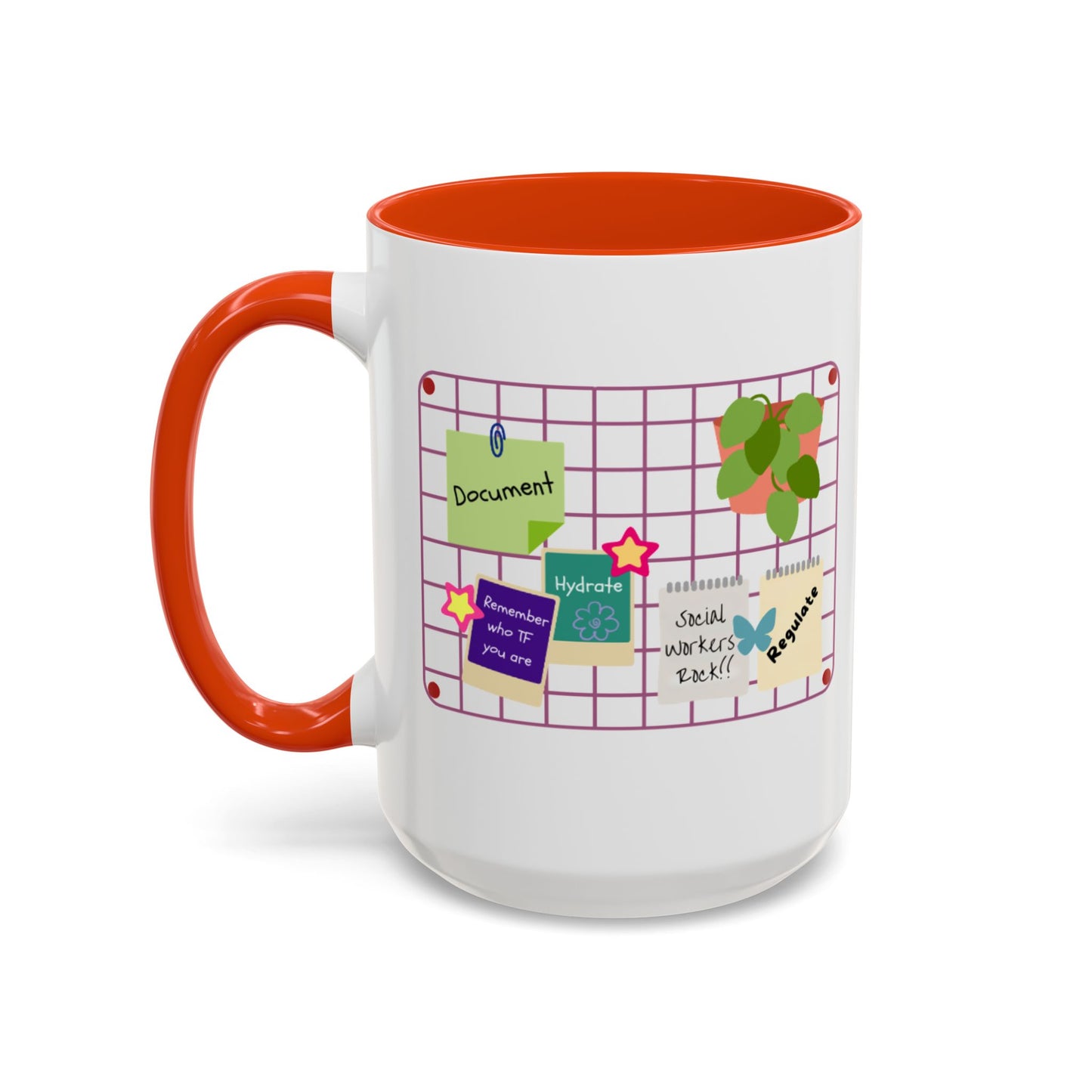 Counsel & Flow Grid-Board Comfort Mug – Therapist & Social Worker Ceramic Coffee Cup (11oz & 15oz, 8 Accent Colors)