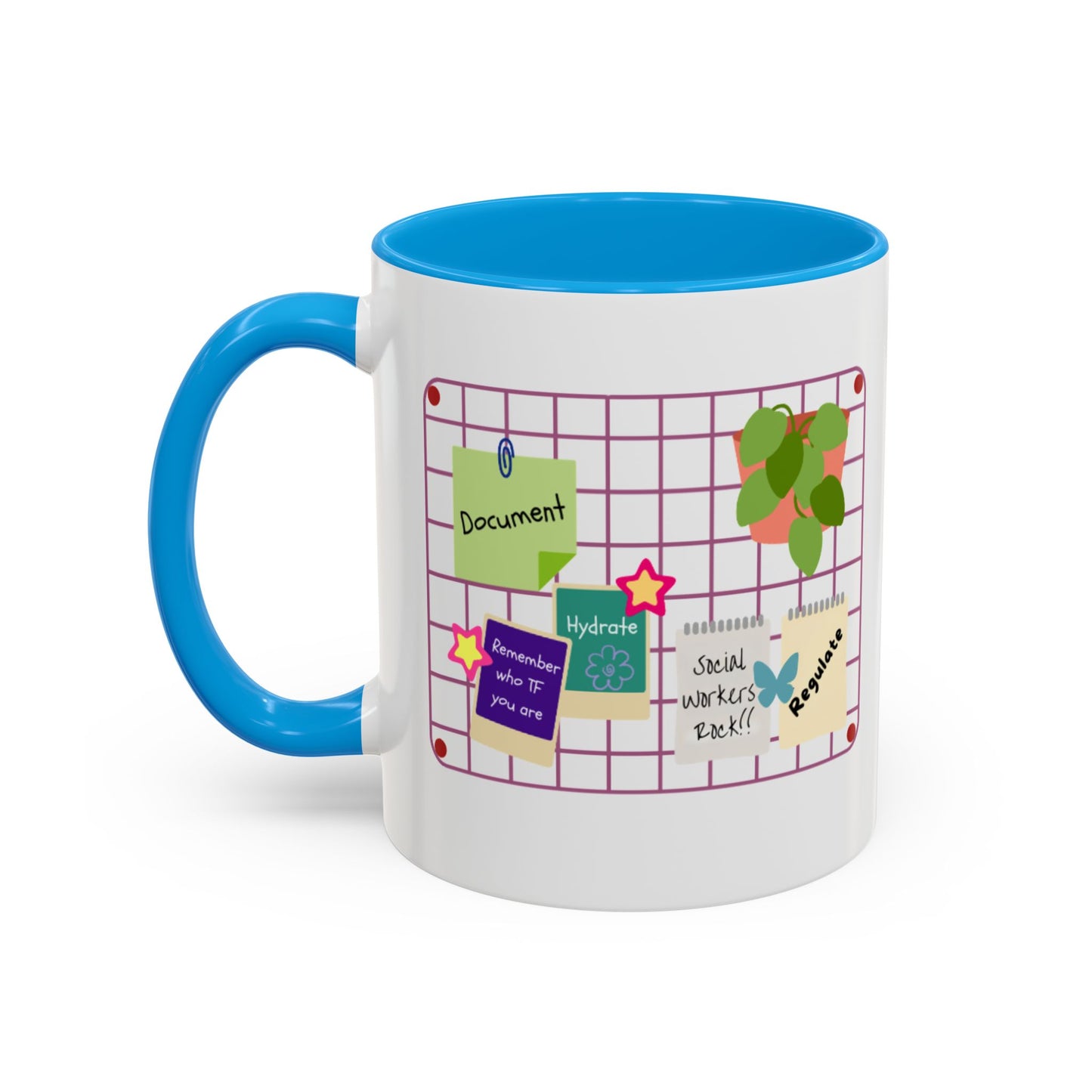 Counsel & Flow Grid-Board Comfort Mug – Therapist & Social Worker Ceramic Coffee Cup (11oz & 15oz, 8 Accent Colors)