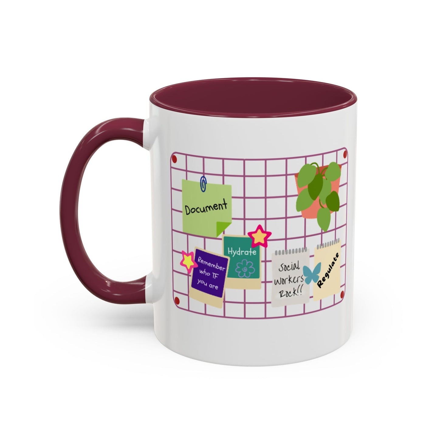 Counsel & Flow Grid-Board Comfort Mug – Therapist & Social Worker Ceramic Coffee Cup (11oz & 15oz, 8 Accent Colors)