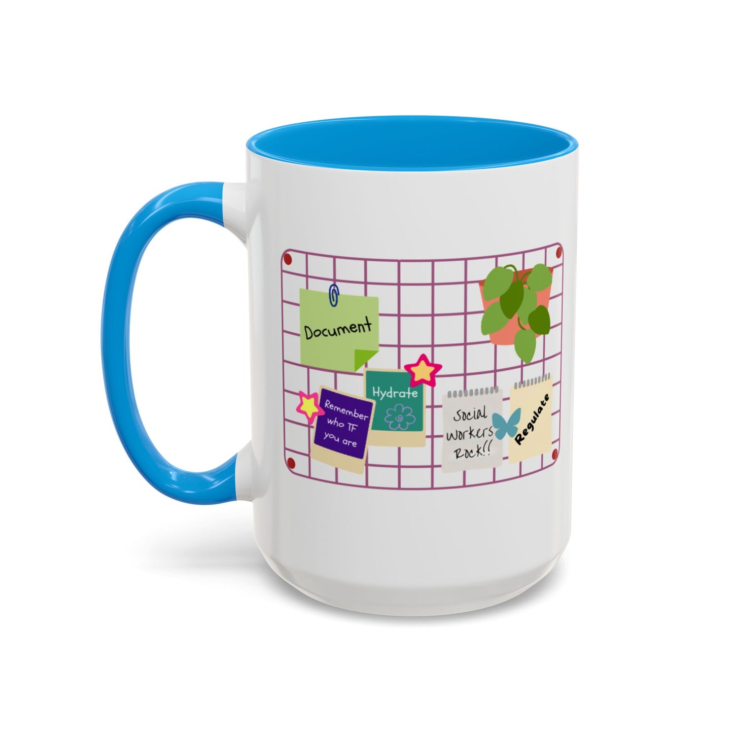 Counsel & Flow Grid-Board Comfort Mug – Therapist & Social Worker Ceramic Coffee Cup (11oz & 15oz, 8 Accent Colors)