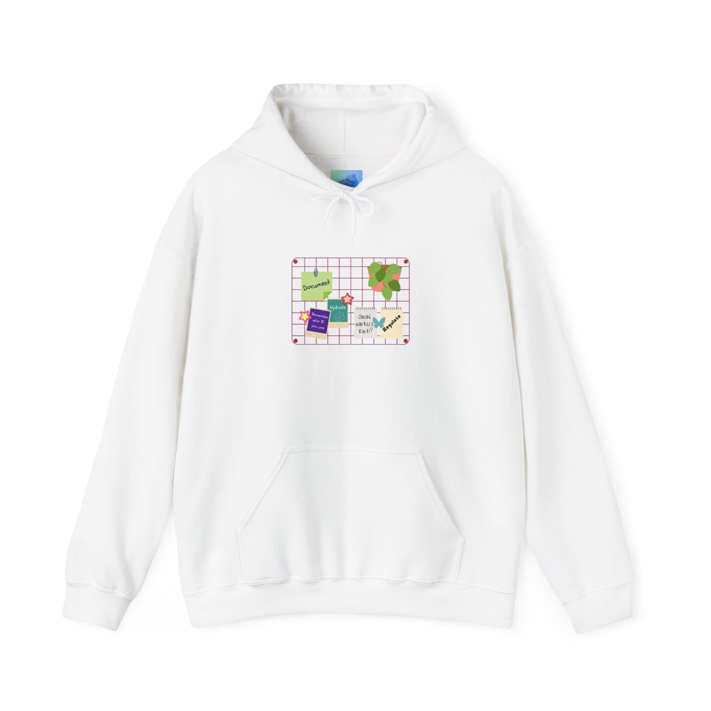 Counsel & Flow “Regulate + Document” Cozy Grid-Board Hoodie – Soft Midweight Fleece Sweatshirt for Therapists, Social Workers & Mental Health Creatives