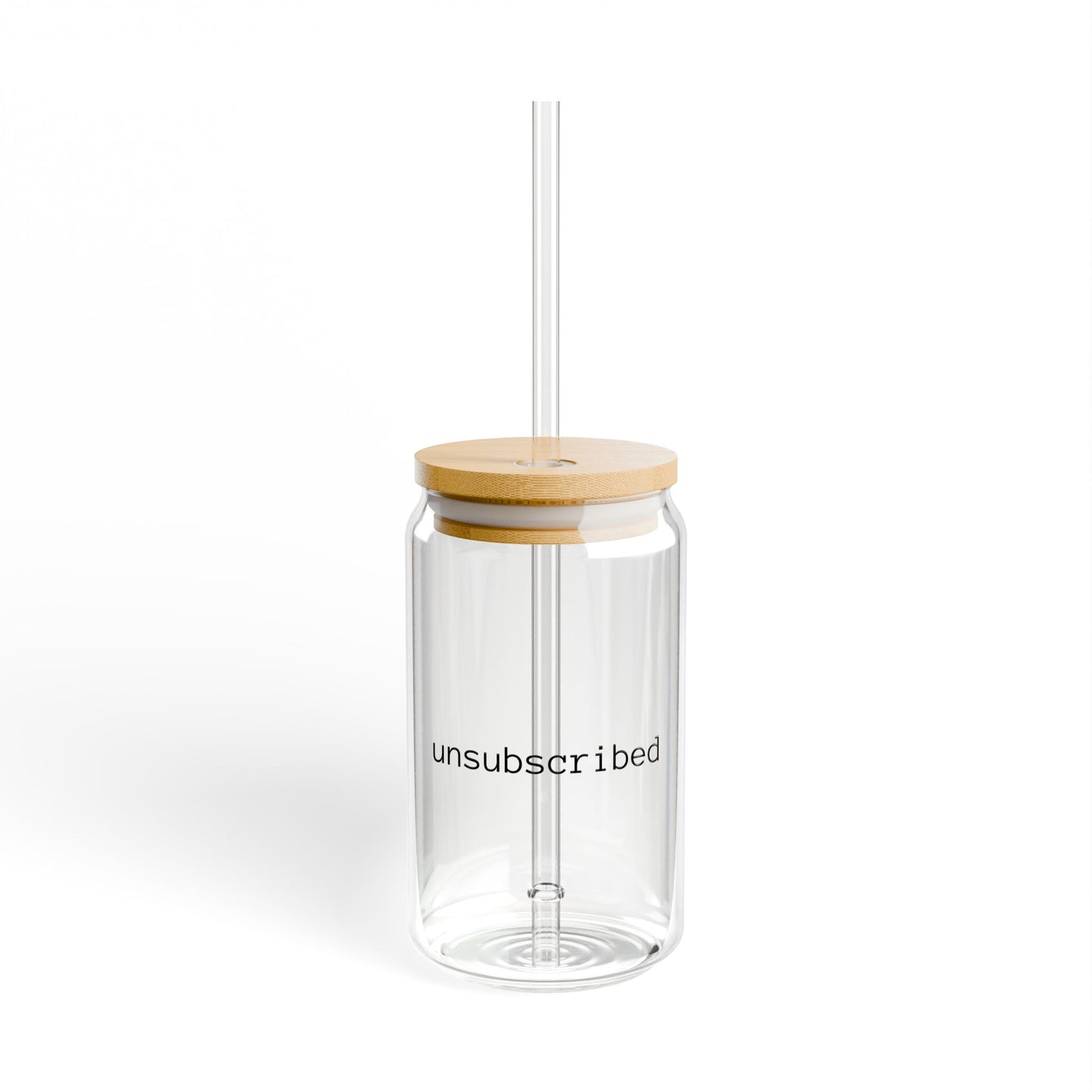 Unsubscribed 16oz Glass Sipper with Bamboo Lid & Straw