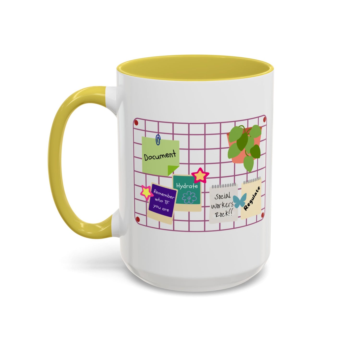 Counsel & Flow Grid-Board Comfort Mug – Therapist & Social Worker Ceramic Coffee Cup (11oz & 15oz, 8 Accent Colors)