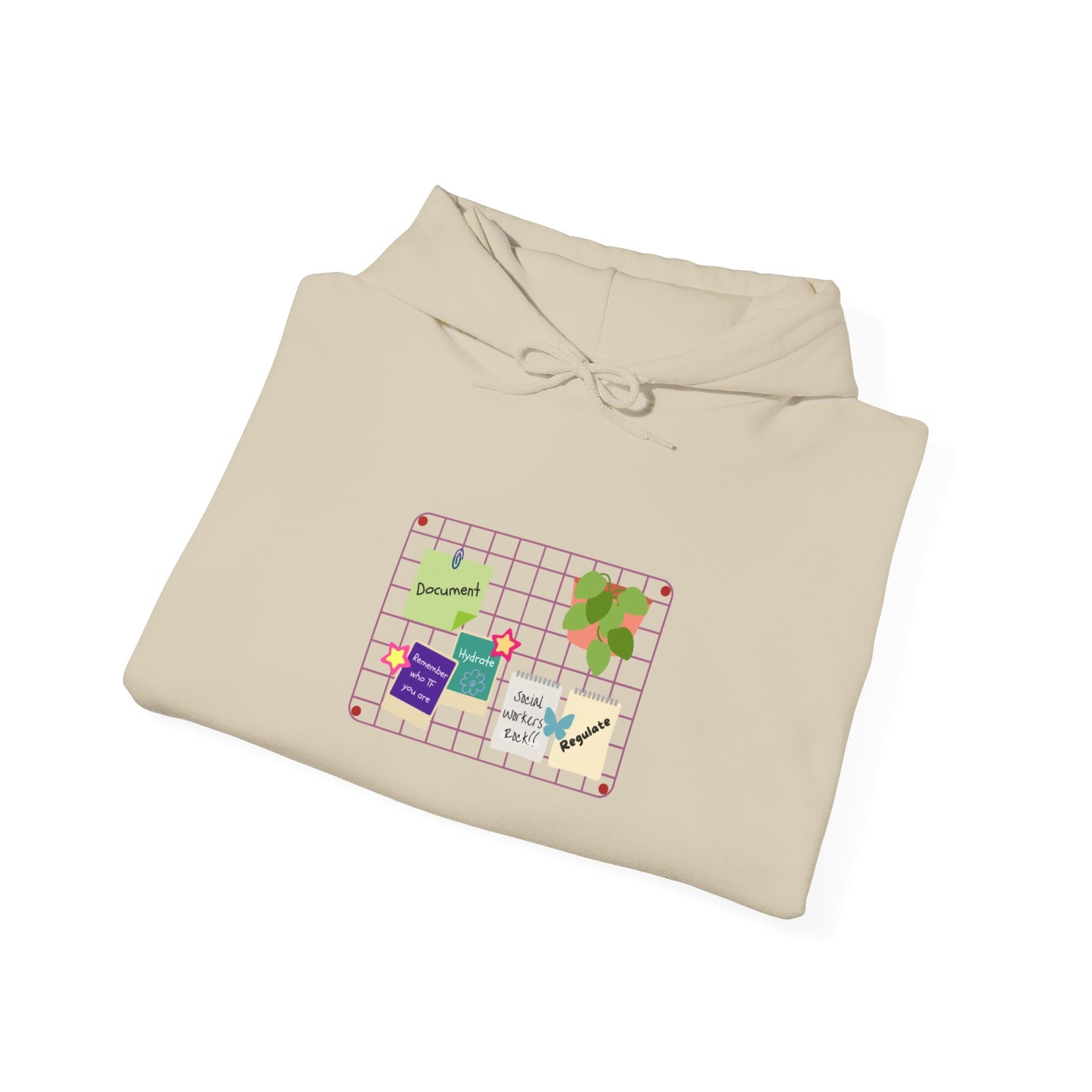 Counsel & Flow “Regulate + Document” Cozy Grid-Board Hoodie – Soft Midweight Fleece Sweatshirt for Therapists, Social Workers & Mental Health Creatives