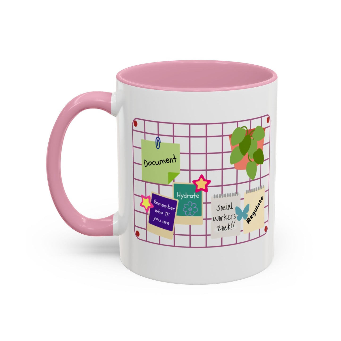 Counsel & Flow Grid-Board Comfort Mug – Therapist & Social Worker Ceramic Coffee Cup (11oz & 15oz, 8 Accent Colors)