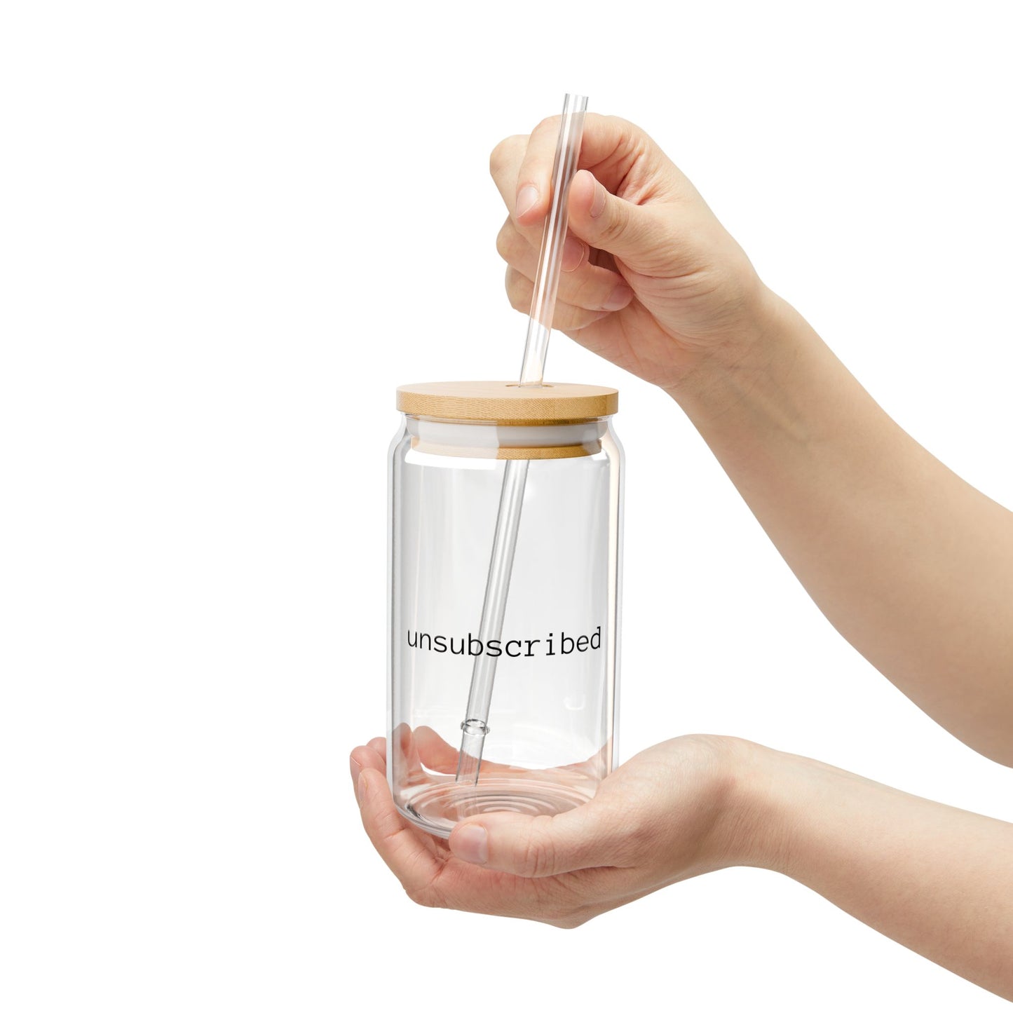 Unsubscribed 16oz Glass Sipper with Bamboo Lid & Straw
