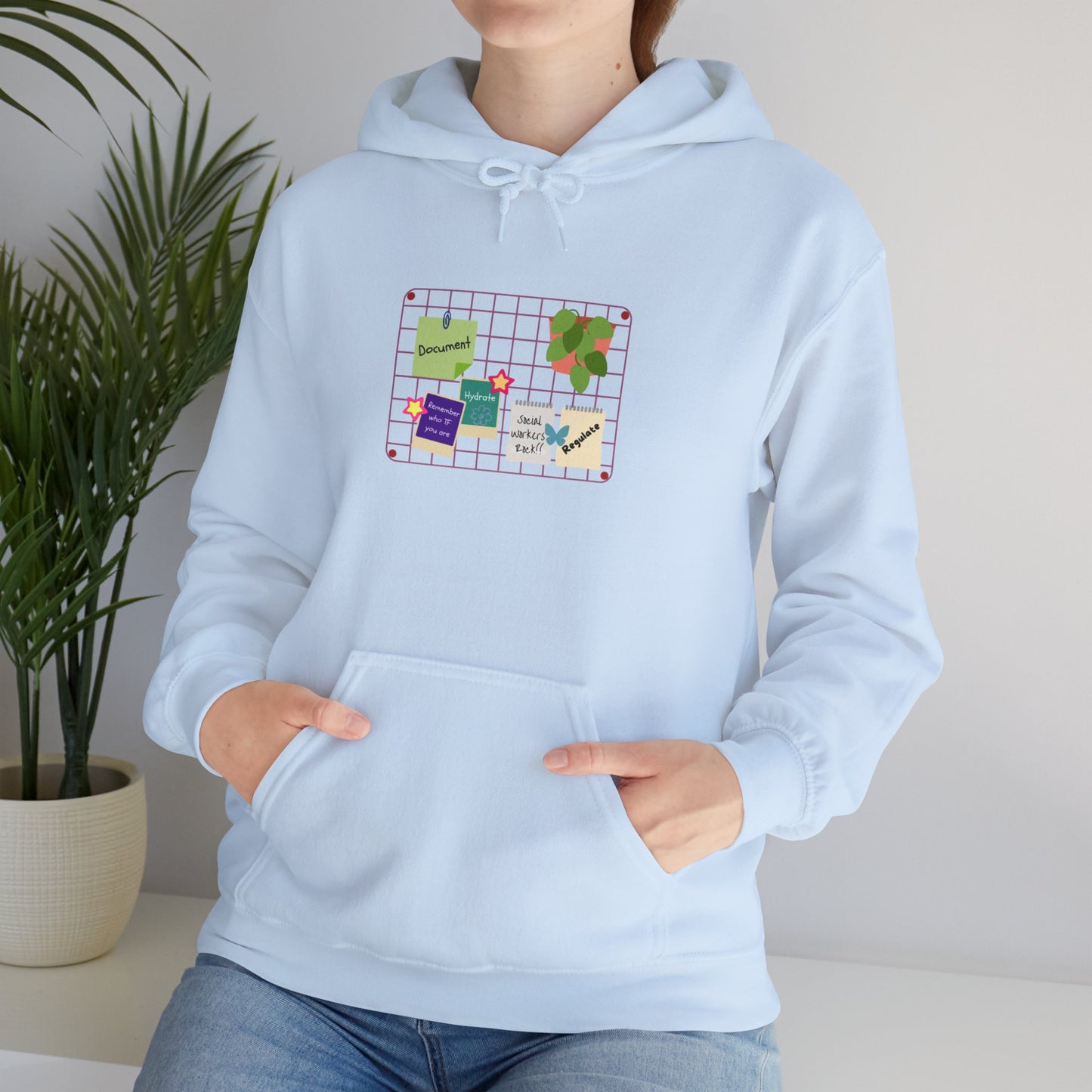Counsel & Flow “Regulate + Document” Cozy Grid-Board Hoodie – Soft Midweight Fleece Sweatshirt for Therapists, Social Workers & Mental Health Creatives