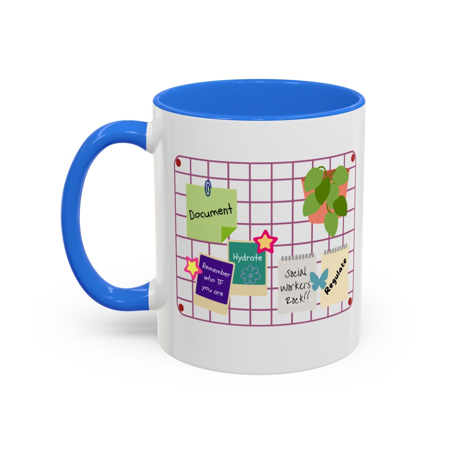 Counsel & Flow Grid-Board Comfort Mug – Therapist & Social Worker Ceramic Coffee Cup (11oz & 15oz, 8 Accent Colors)