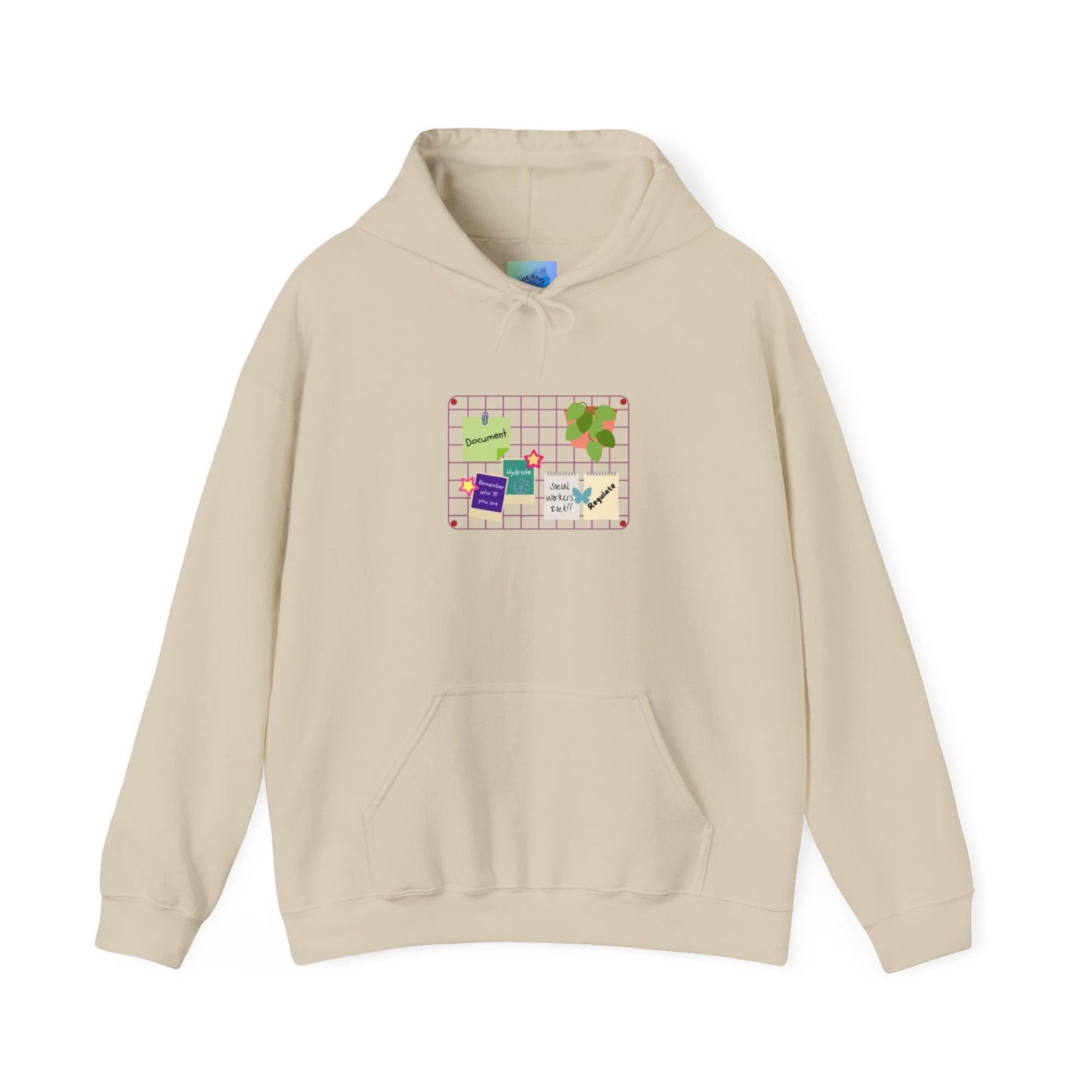Counsel & Flow “Regulate + Document” Cozy Grid-Board Hoodie – Soft Midweight Fleece Sweatshirt for Therapists, Social Workers & Mental Health Creatives