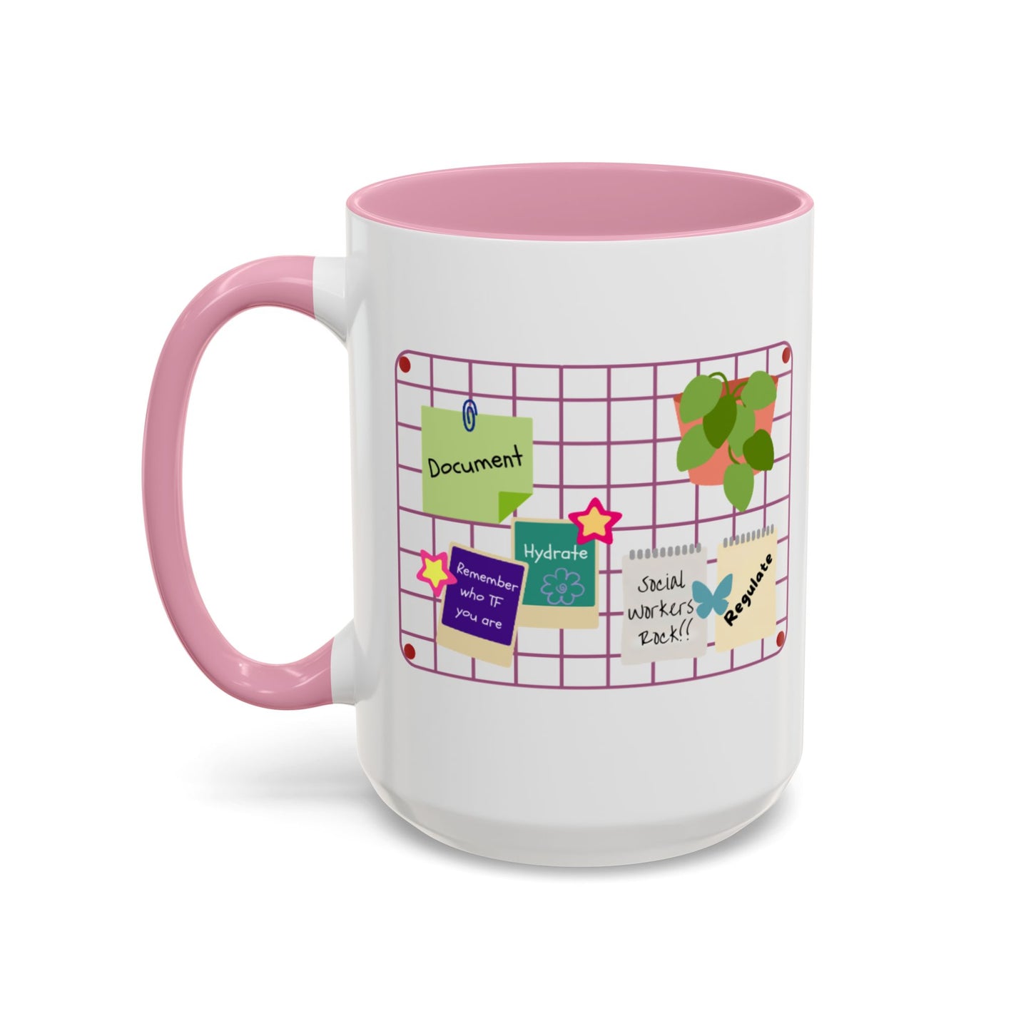 Counsel & Flow Grid-Board Comfort Mug – Therapist & Social Worker Ceramic Coffee Cup (11oz & 15oz, 8 Accent Colors)