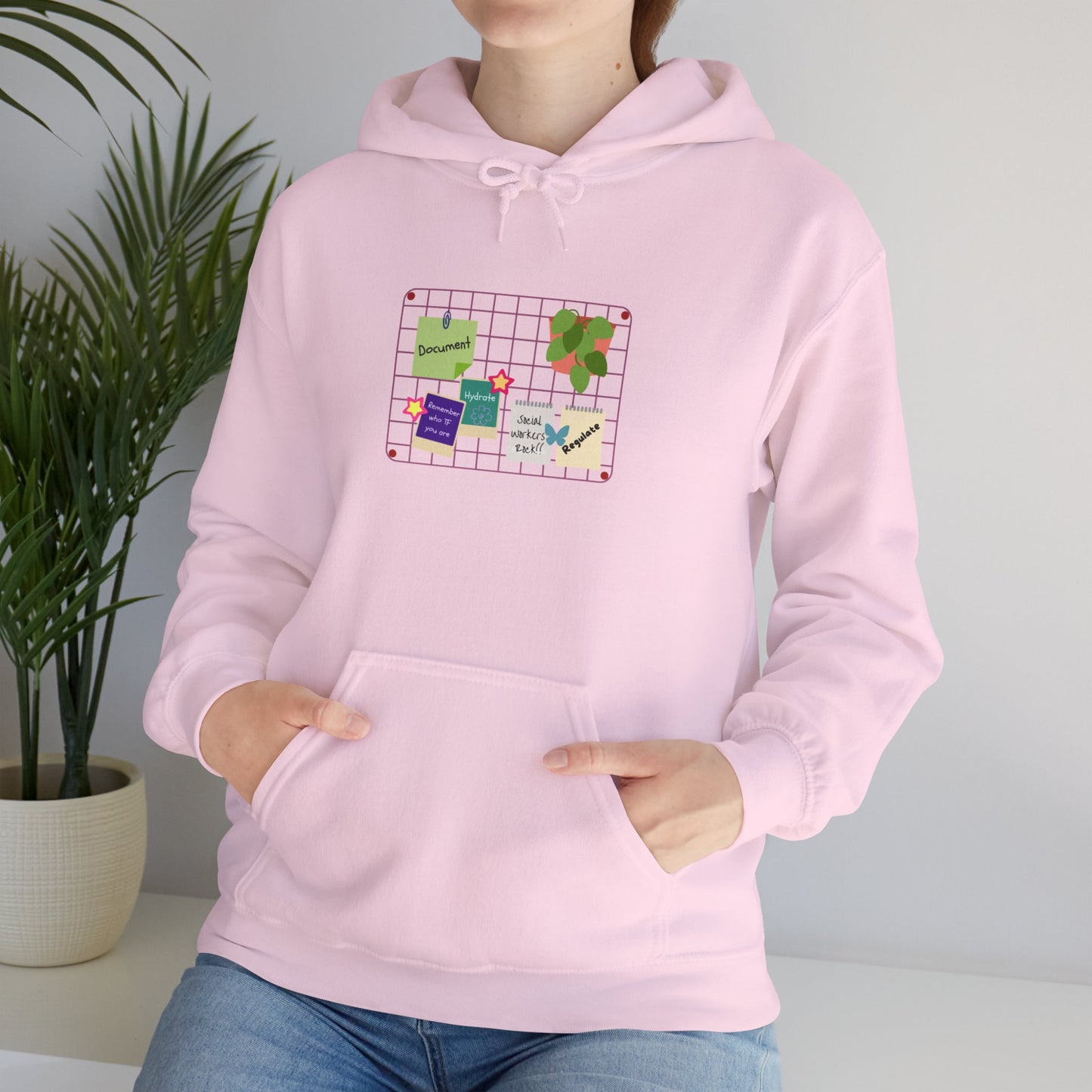 Counsel & Flow “Regulate + Document” Cozy Grid-Board Hoodie – Soft Midweight Fleece Sweatshirt for Therapists, Social Workers & Mental Health Creatives