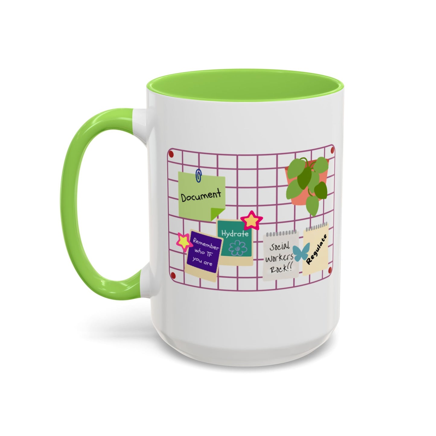 Counsel & Flow Grid-Board Comfort Mug – Therapist & Social Worker Ceramic Coffee Cup (11oz & 15oz, 8 Accent Colors)