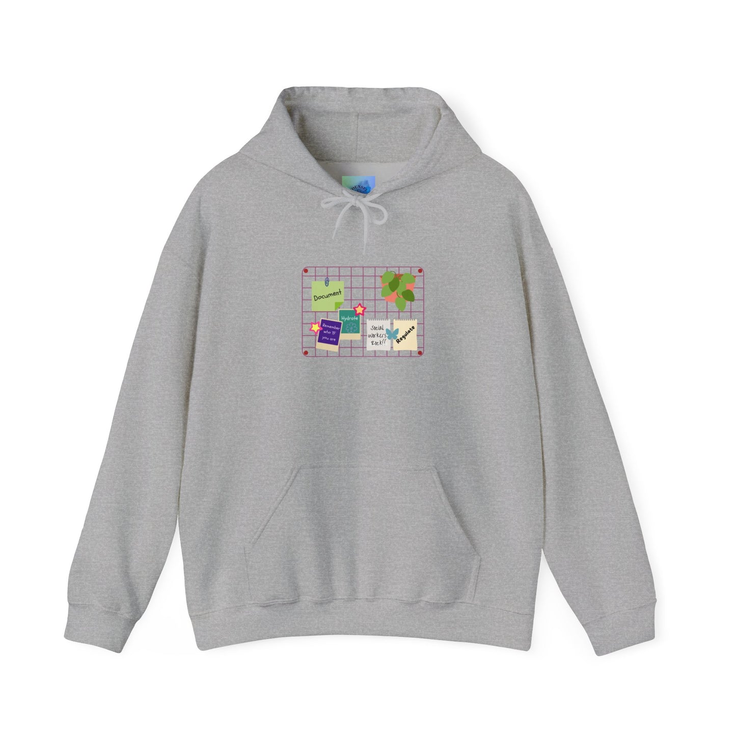Counsel & Flow “Regulate + Document” Cozy Grid-Board Hoodie – Soft Midweight Fleece Sweatshirt for Therapists, Social Workers & Mental Health Creatives