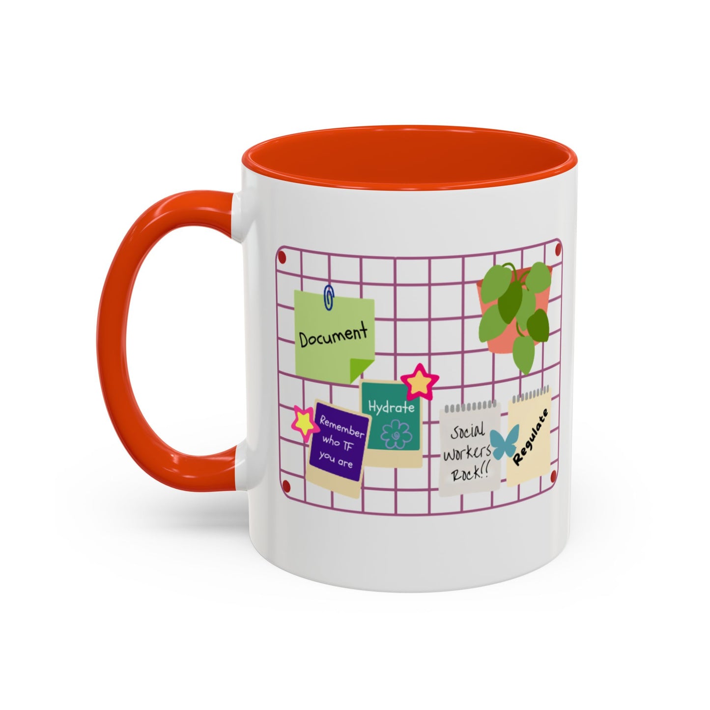 Counsel & Flow Grid-Board Comfort Mug – Therapist & Social Worker Ceramic Coffee Cup (11oz & 15oz, 8 Accent Colors)